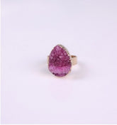 Natural Stone Agate Crystal Bud Women Rings  Rose Vintage Rings